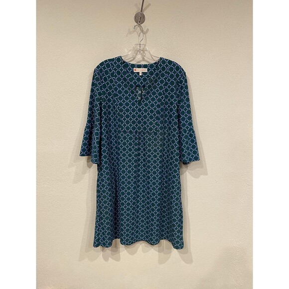 Jude Connally Dresses & Skirts - Jude Connally Dress Womens Medium Green Geometric 3/4 Sleeve Shift Knee Length
